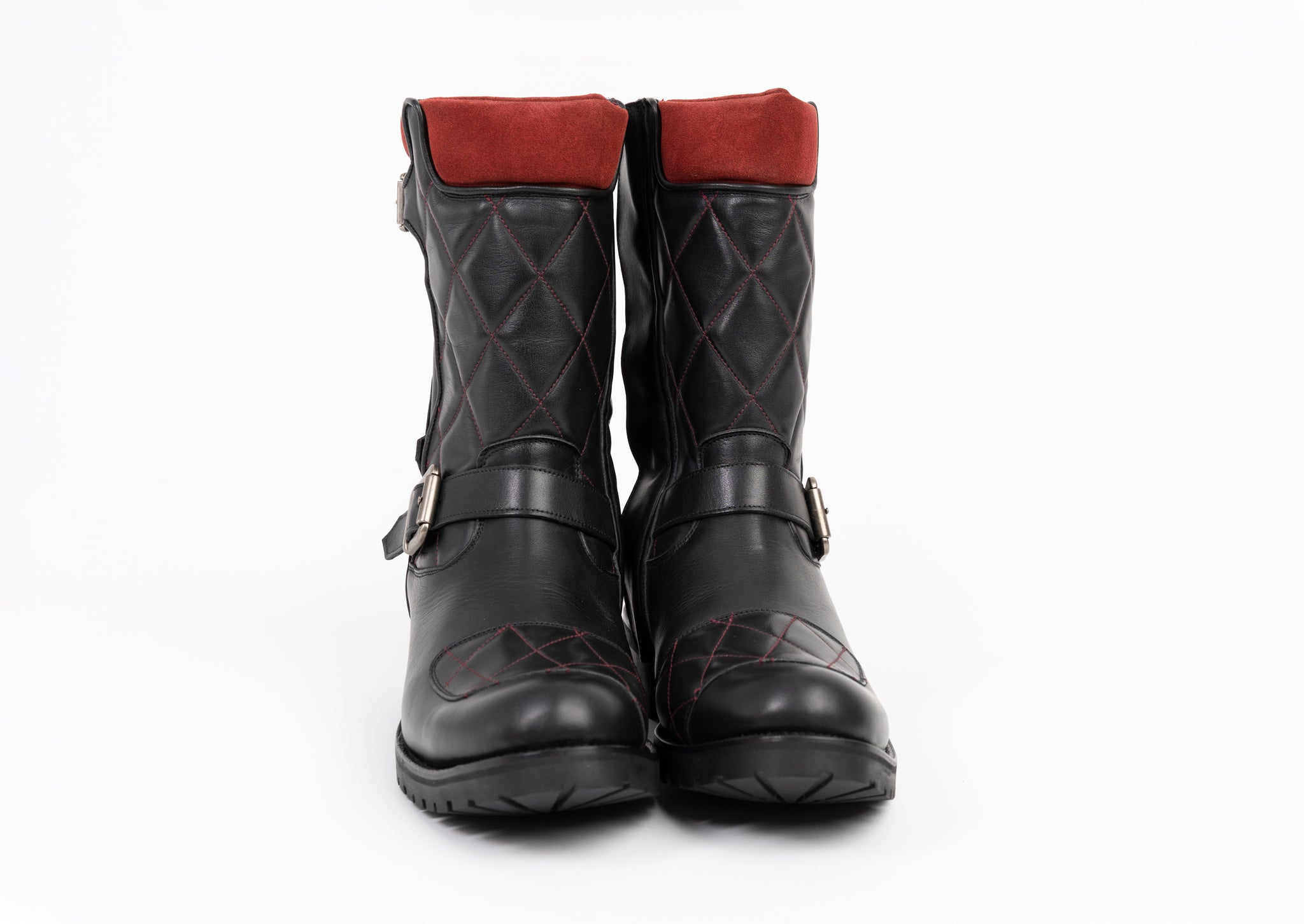 Red biker boots outlet